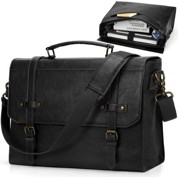 Mens Messenger Bag 17 Inch Waterproof Vintage Leather Laptop - Main Image